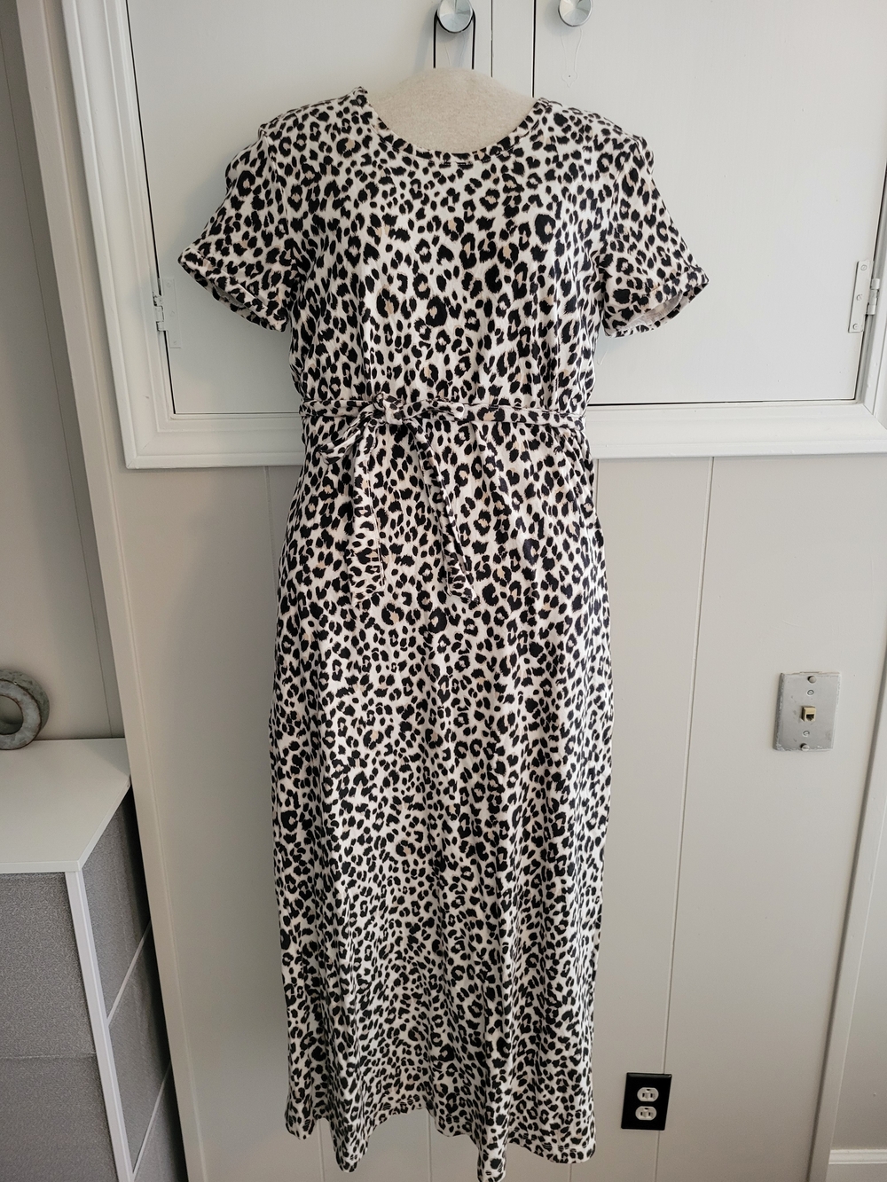 Leopard Print Midi Dress - Black & White